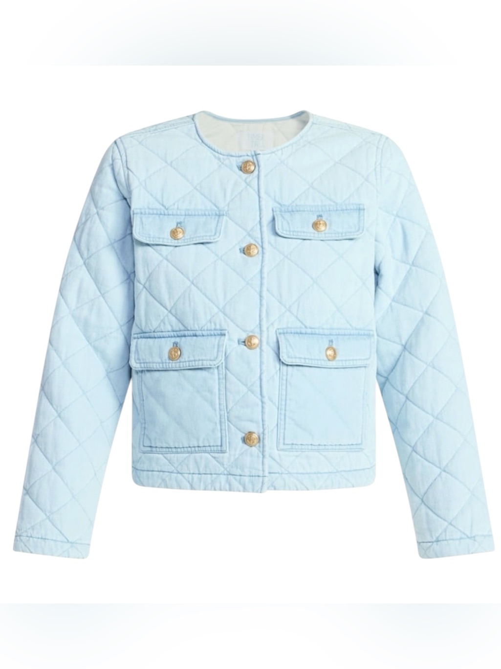 Time And Tru Light Blue Quilted Button-Front Jacket - Size: Xxxl (22)